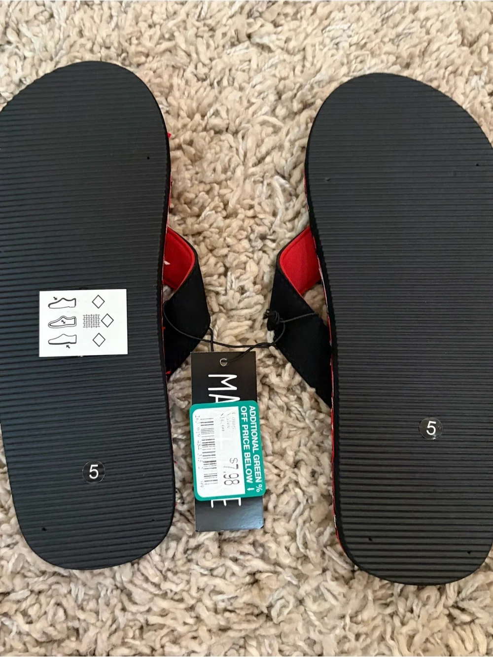 Kids Red Patterned camo Flip Flop Sandals